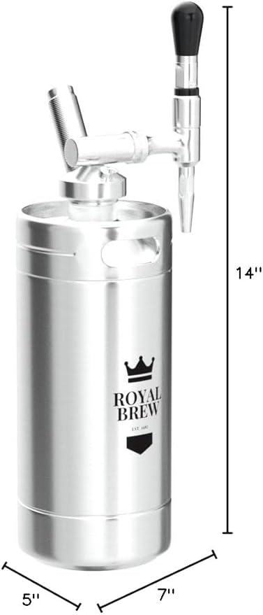 The Original Royal Brew Nitro Cold Brew Coffee Maker - Gift for Coffee Lovers - 128 oz Extra Large Home Keg, Nitrogen Gas System Coffee Dispenser Kit