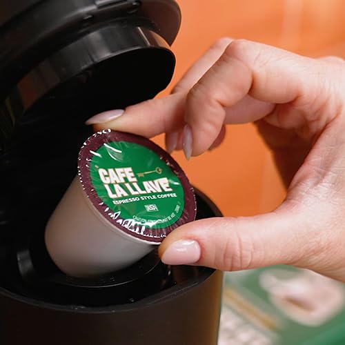 Cafe La Llave 24 Count Dark Roast Coffee Pods, Espresso Style, Compatible with Keurig Brewers, Single Serve Rich Bold Flavor