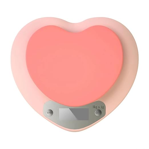 Cute Kitchen Scale, Digital Food Scale with LCD Display, 11 ib (5kg) Capacity, 0.03 oz (1g) Precise Weight Measuring for Baking Cooking (Pink)
