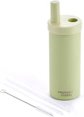 Insulated Tumbler S with Two Straws, Ideal for Office, Travel, Stainless Steel Vacuum Insulated, Excellent Temperature Preservation, Leak-Proof, Durable, 24 oz, Green