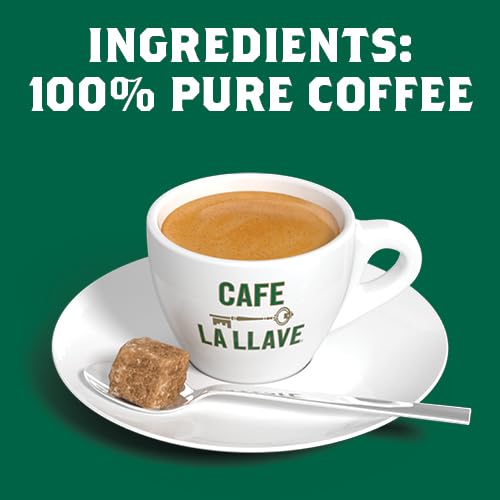Cafe La Llave Dark Roast Ground Espresso Coffee 10 oz Can – Authentic Cuban-Style Rich Bold Strong Flavor-Intensely Aromatic Brew