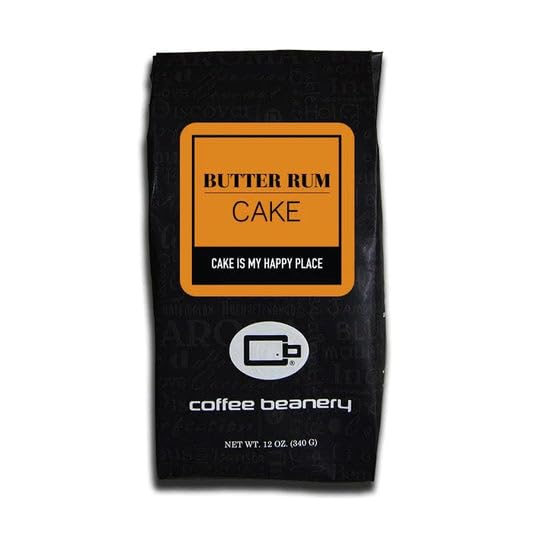 Butter Rum Cake Flavored Coffee, Specialty Arabica Coffee, Medium Roast, 12 ounce, Whole Bean