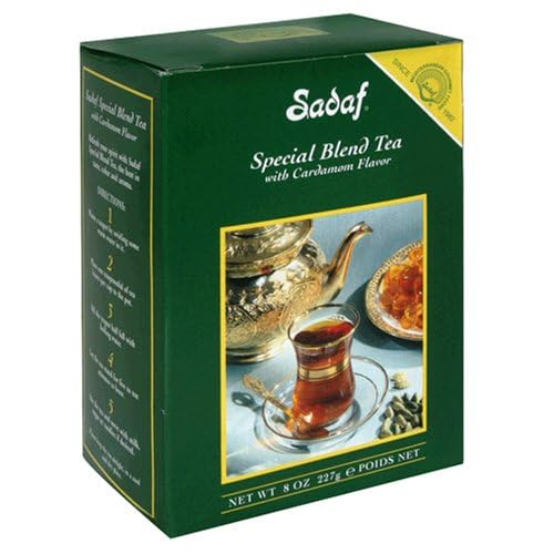 Sadaf Special Blend Tea with Cardamom - Loose Leaf Cardamom Tea - Ceylon Black Tea - Quicktea Product harvested in Sri Lanka - 8 Oz Box