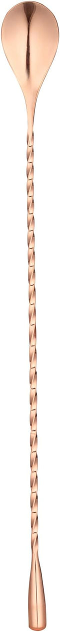 Restaurantware Bar Lux 12 Inch Bar Spoon 1 Corkscrew Handle Cocktail Stirrer Spoon - Long Commercial Copper-Plated Stainless Steel Cocktail Mixing Spoon For Stirring And Mixing
