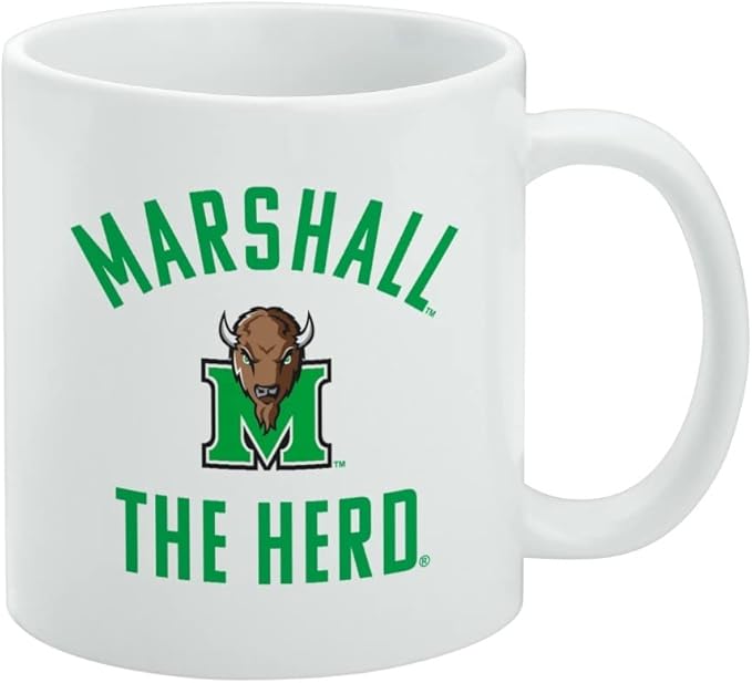Marshall Bison Ceramic Coffee Mug, Novelty Gift Mugs for Coffee, Tea and Hot Drinks, 11oz, White