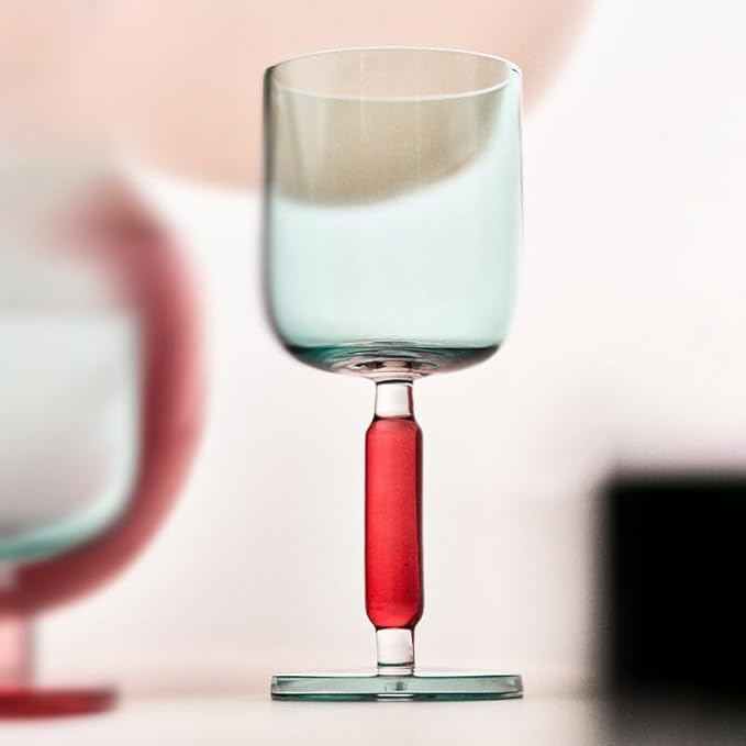 MU16 Jelly Collection large wine glass Crystal Wine Glasses 12.5 oz – Lead-Free Drinking Glasses for Easter, Parties, Weddings, and Anniversaries Azure Raspberry