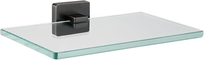 JQK Bathroom Glass Shelf Oil Rubbed Bronze, Tempered Glass Shower Storage 8 by 5 inches, 304 Stainless Steel ORB Wall Mount, TGS201L8-ORB