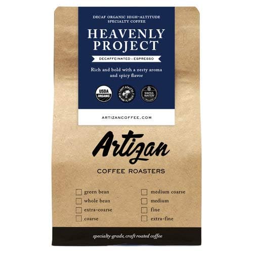 Artizan Coffee USDA Organic Whole Bean Coffee | Heavenly Project Decaf Blend | Dark Roast | 2 lbs | Roasted in South Florida