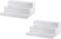 CiaoHER Large Acrylic Wine Liquor Bottle Rack 3 Tier White Countertop Riser Display for Bar Coffee Leisure Station Retail Store Shop Grocery Collection Organizer Stand (16''-2pack)