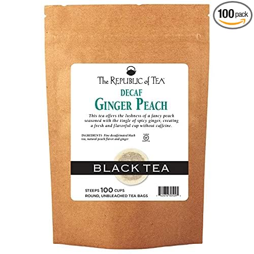 The Republic of Tea - Decaf Ginger Peach Black Tea Super Refill - 100 Tea Bags