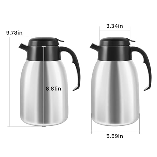 SYBO Thermal Coffee Carafe 74oz, 12 Hours Thermos, Insulated Stainless Steel Carafe for Keeping Hot/Cold Coffee, Tea, Water, Drink Dispenser for Parties, Travel, Camping, Office