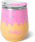 Swig Life 12oz Wine Tumbler with Lid, Stainless Steel, Dishwasher Safe, Portable, Triple Insulated Wine Tumbler (Scoop There It Is)