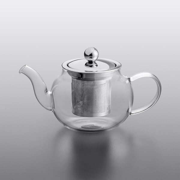 Lotus Glass Teapot with Stainless Steel Infuser, Clear Borosilicate, 12 oz, Round, Dishwasher Safe