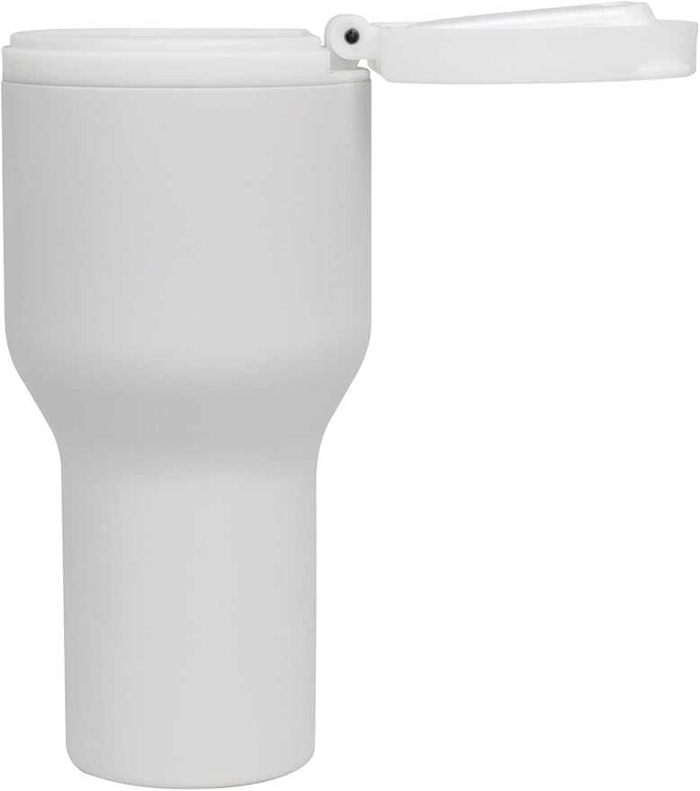 Insulated Travel Tumbler, White, Stainless Steel with Lid