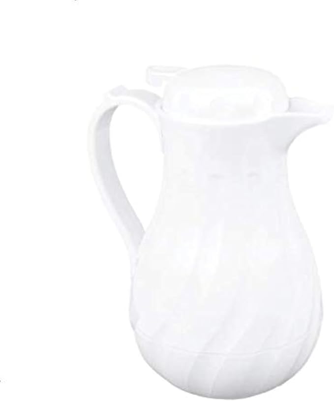(42 oz) Beverage Server Eco-Plastic Carafe Swirl Double Wall Insulated White