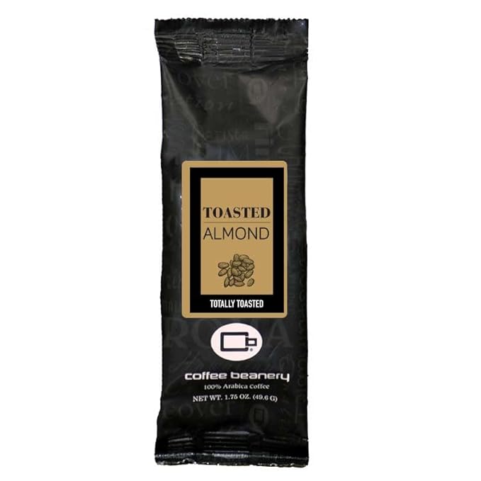 Coffee Beanery Toasted Almond Flavored Coffee, 1-1.75oz Try Me Size Coffee Sampler, Light-Medium Roast