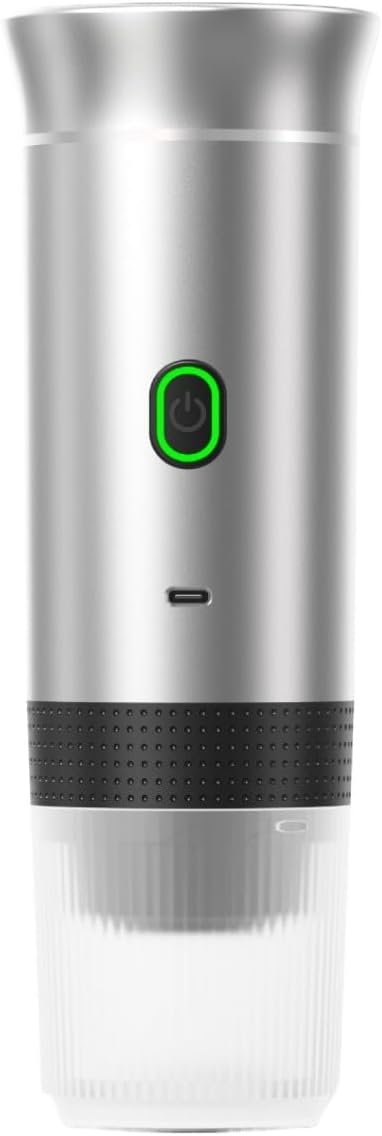 Wireless Portable Electric Coffee Machine, Self-Heating Car Maker,Rechargeable Espresso Maker for Travel, Camping, RV,Home,Office (silver)