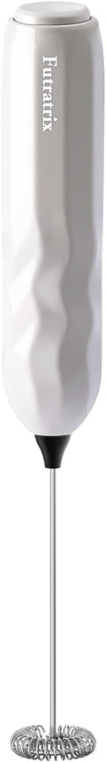 Handheld Milk Frother, Fast Powerful Drink Mixer Battery operated with Stainless Steel Whisk for Coffee (white)