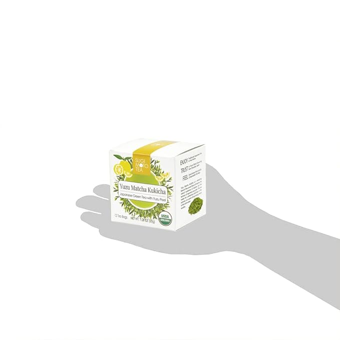 SUGIMOTO TEA Japanese Organic Yuzu Matcha Kukicha Green Tea Bags 12 Count Pack of 1