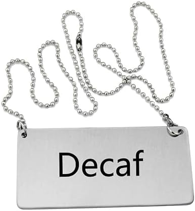 New Star Foodservice 27457 Stainless Steel Chain Sign, (Decaf), 3.5"x 1.5", Set of 6