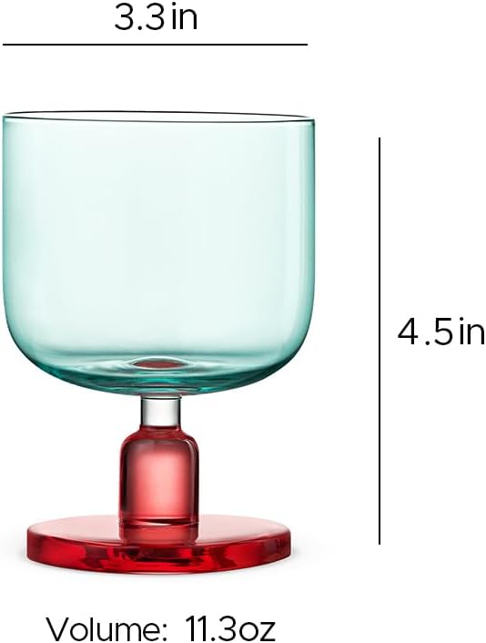 MU16 Jelly Collection short wine glass Crystal Wine Glasses, 11.2 oz – Lead-Free Drinking Glasses for Easter, Parties, Weddings, and Anniversaries Azure Raspberry