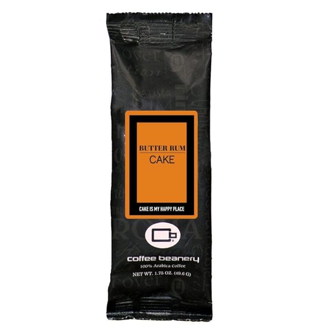 Coffee Beanery Butter Rum Cake Flavored Coffee, 1-1.75oz Try Me Size Coffee Sampler, Light-Medium Roast