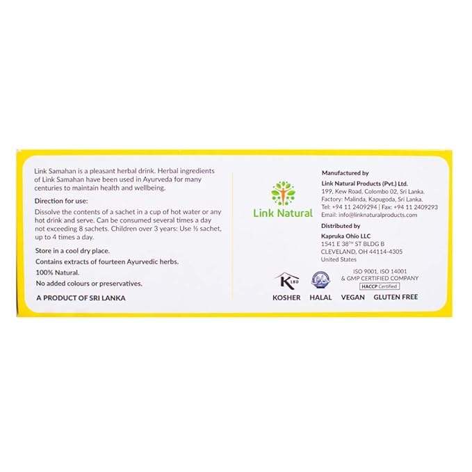 SAMAHAN Ayurvedic Herbal Tea Packets - Sri Lankan Ceylon Blend with 14 Natural Herbs Including Ginger, Black Pepper & More, Herbal Tea Bags for Wellness, Relaxation & Daily Comfort - 50 Count