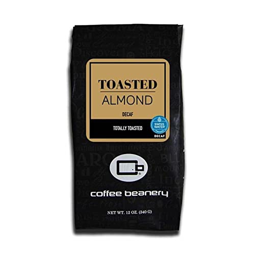 Toasted Almond Flavored Coffee SWP Decaf, Specialty Arabica Coffee, Medium Roast, 12 ounce, Whole Bean