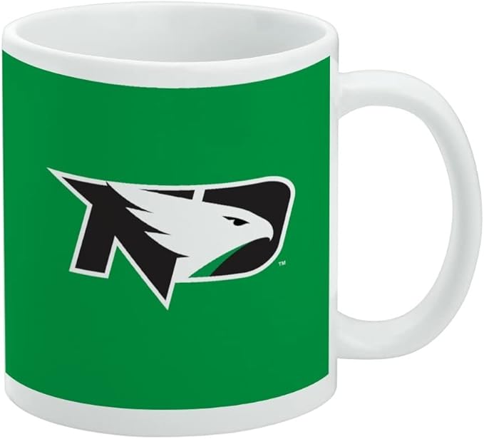 University of North Dakota Fighting Hawks Logo Ceramic Coffee Mug, Novelty Gift Mugs for Coffee, Tea and Hot Drinks, 11oz, White