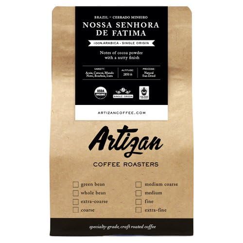 Artizan Coffee USDA Organic Whole Bean Coffee | Brazil Single Origin | Dark Roast | 2 lbs | Roasted in South Florida