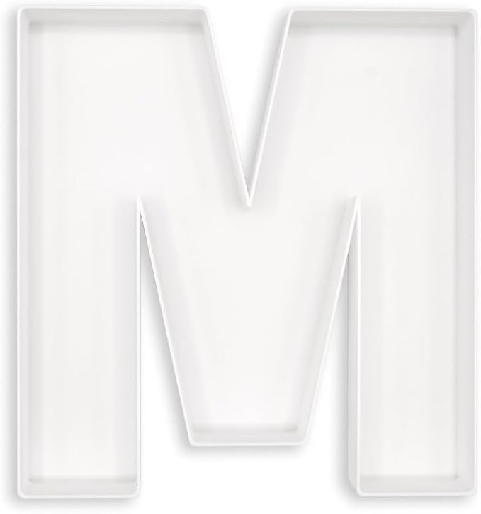 10" Reusable Plastic Box Form Tray Display for Treats, Charcuterie, Cake Pop, Candy, Charcuterie Box, Custom Charcuterie Letters Fillable - Reusable Letter Box - (White Plastic, M)