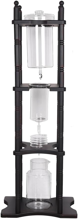 Ice Drip Coffee Maker Cold Brew Coffee Tower 67.6oz 25 Cups Slow Drip Japanese Cold Brew Maker (Black)
