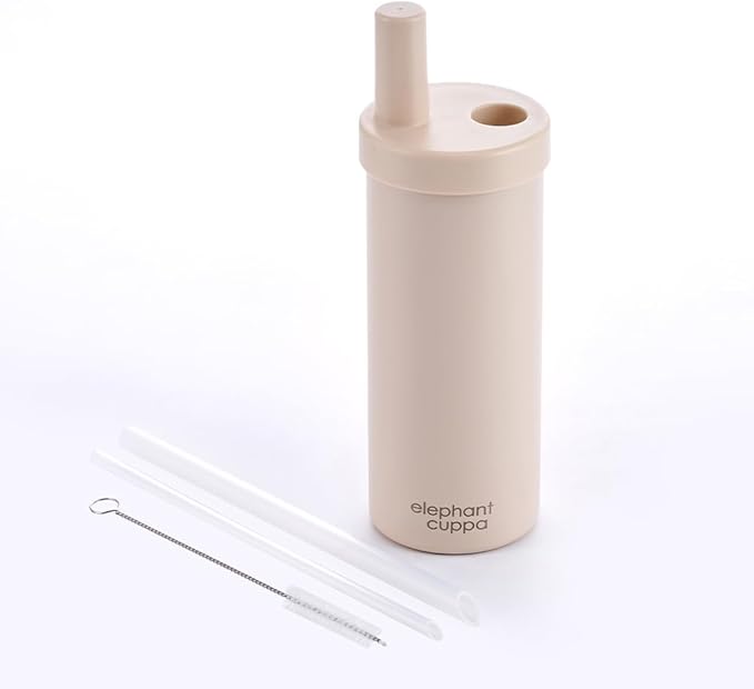 Insulated Tumbler S with Two Straws, Ideal for Office, Travel, Stainless Steel Vacuum Insulated, Excellent Temperature Preservation, Leak-Proof, Durable, 24 oz, Latte