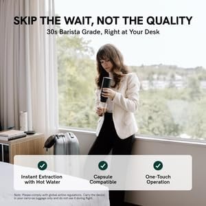 OutIn Nano Portable Electric Espresso Machine, Travel Coffee Maker for Camping, Car Coffee Maker Self-Heating with USB-C, With Ground Coffee & NS Capsule for RV, Hiking, Office