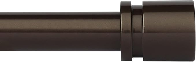 Curtain Rods for Windows 16 to 48 or 60 Inches Max Adjustable Length 1 Inch Diameter Window Curtain Rod with Aluminium End Cap, Antique Bronze