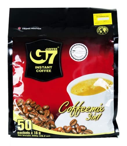 Trung Nguyen — G7 3 in 1 Instant Coffee — Roasted Ground Coffee Blend w/Non-dairy Creamer and Sugar — Strong and Bold — Instant Vietnamese Coffee | 50 Packets (2 Bags in a Pack)