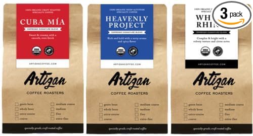 Artizan Coffee USDA Organic Whole Bean Coffee | Signature Blend Variety Bundle | 10 oz X 3 | Roasted in South Florida