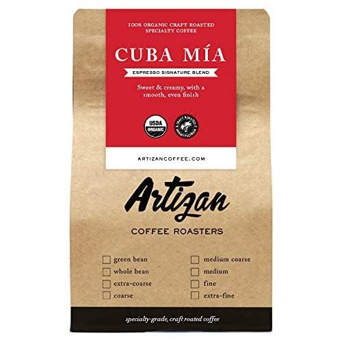 Artizan Coffee USDA Organic Whole Bean Coffee | Cuba Mia Signature Blend | Cafe Cubano Cafecito | Intense Dark Roast | 2 lbs | Roasted in South Florida