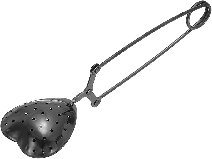 uxcell 1 Pcs Tea Infuser, Stainless Steel Loose Leaf Tea Infuser Filter for Cup and Teapot, Long Handle Tea Steeper Strainers for Tearoom Office Home, Heart Shaped Black