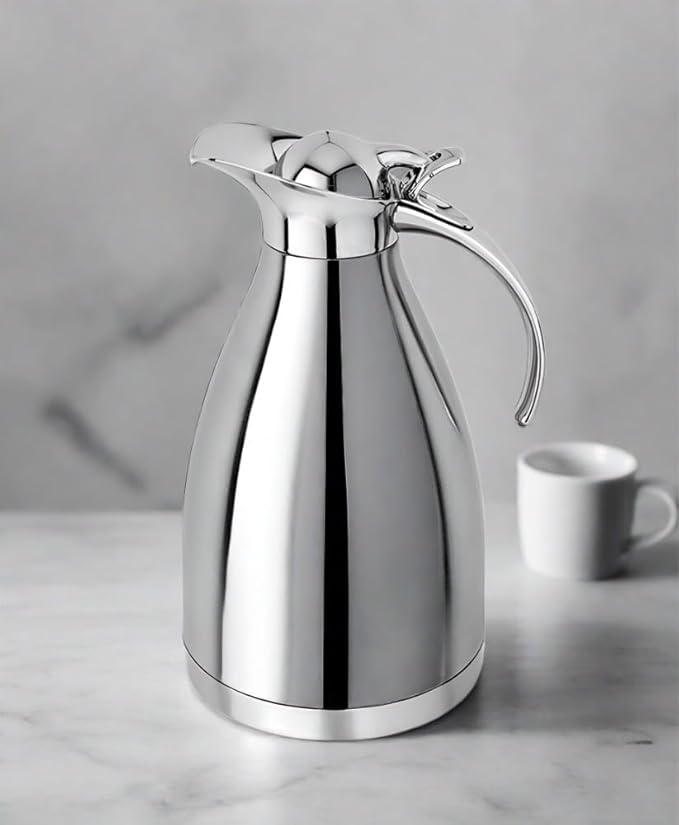 Cuisinox Stainless Steel Thermal Coffee Carafe, Vacuum Insulated for Hot or Cold Beverages, 2 Liters 11" High