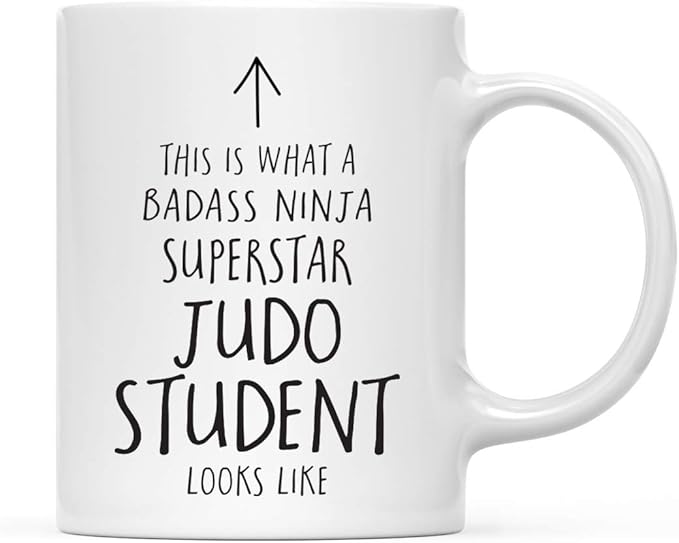 Andaz Press Funny 11oz. Ceramic Coffee Tea Mug Gift, This is What a Badass Ninja Superstar Judo Student Looks Like, 1-Pack