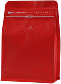 REMTAP Coffee Bags with Valve (50pcs,8oz) Red High Barrier Aluminumed Foil Flat Bottom Standing Coffee Beans Storage Bags,Reusable Heat Sealable Side Zipper Pouches for Home or Store
