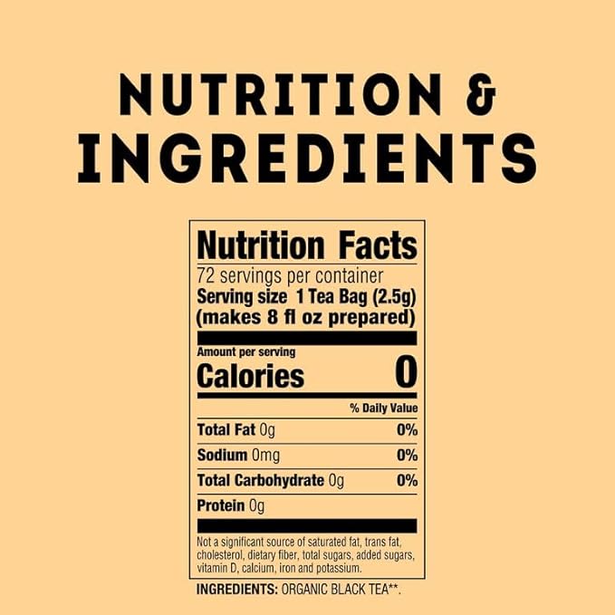 Lipton Organic Black Tea Bags, Hot or Iced Caffeine Tea, 360 Total Bags (72ct - Pack of 5)