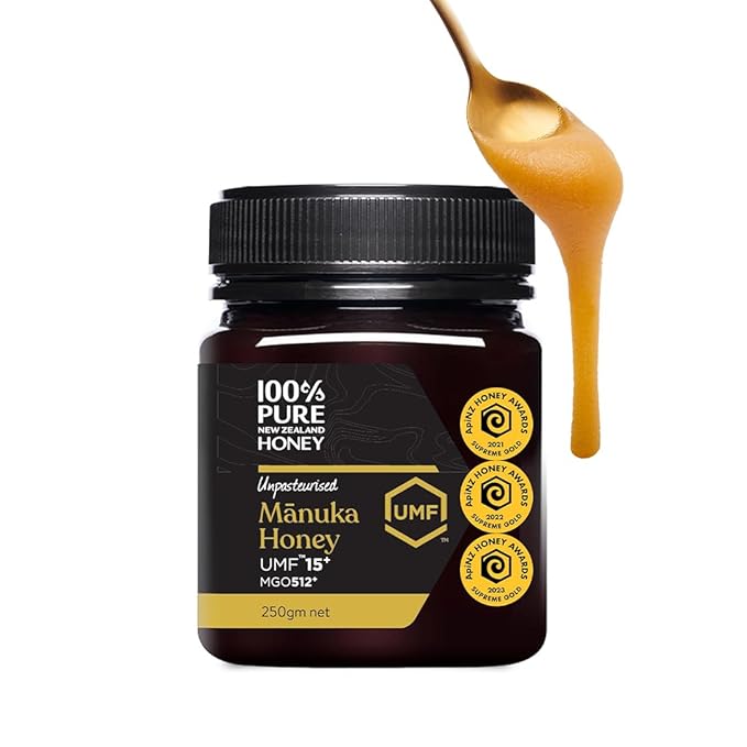 Manuka Honey UMF 15+ (MGO 512+) 100% Pure New Zealand - Certified, Raw 8.8 Ounce (250g) (Pack of 1)
