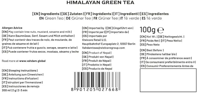 VAHDAM, Himalayan Green Tea Leaves (50+ Cups, 3.53 Oz) Non GMO, Gluten Free | High Elevation Grown Green Tea Leaves From Himalayas | Pure Unblended Single Origin Green Loose Leaf Tea | Vacuum Sealed