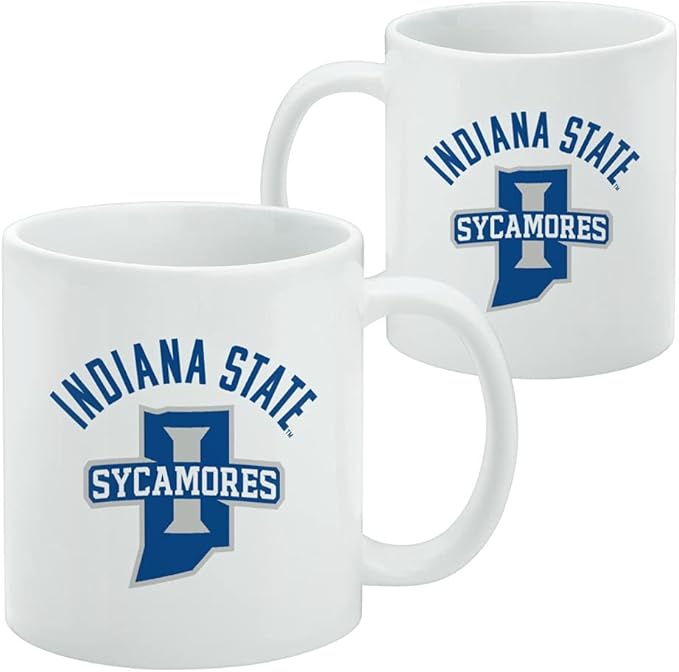 Indiana State University Sycamores Ceramic Coffee Mug, Novelty Gift Mugs for Coffee, Tea and Hot Drinks, 11oz, White