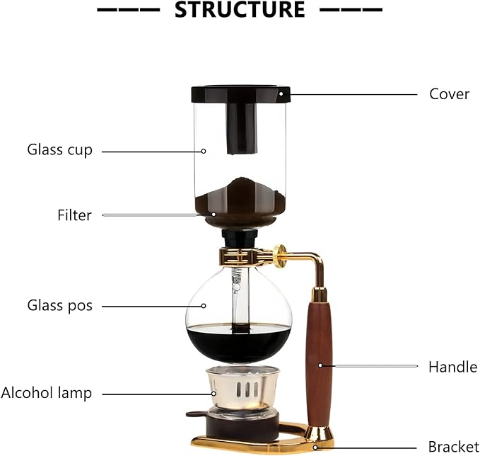 Siphon Coffee Maker, 360ml Coffee Syphon with Butane Burner & Stand, Borosilicate Glass & Stainless Steel Filter, Easy Clean Stovetop Brewer for Home, Gift for Coffee Lovers