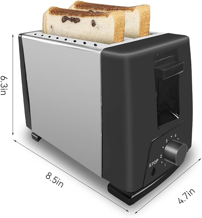Sleek 2-Slice Toaster with Wide Slots – 6 Adjustable Settings, Defrost for Frozen Bread, Removable Tray, Compact Stainless Steel Design – Modern kitchen appliances Essential (White)