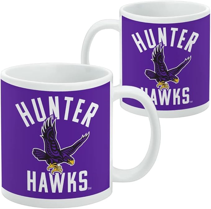 Hunter College Hawks Logo Ceramic Coffee Mug, Novelty Gift Mugs for Coffee, Tea and Hot Drinks, 11oz, White