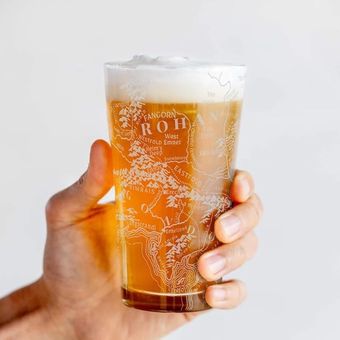 MAP OF MORDOR & GONDOR Engraved 16oz Pint Glass | Inspired by Tolkien Power Ring and Middle Earth | Great Christmas Gift Idea | Unique Elvish Fantasy Wizard Fantasy Decor!